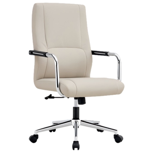 3灰皮面办公椅米色现代简约会议洽谈接待椅 广东铜牛ZP