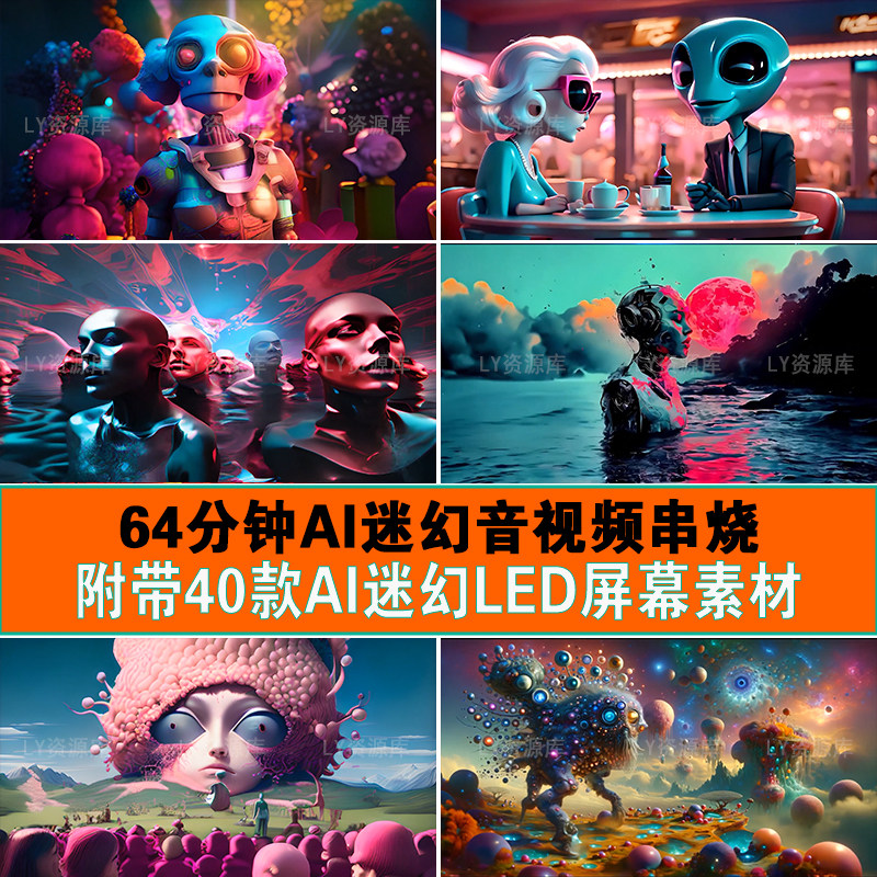 AI迷幻动画人工智能科幻视频酒吧KTV酒馆LED大屏幕电视VJ素材串烧