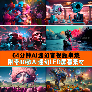 AI迷幻动画人工智能科幻视频酒吧KTV酒馆LED大屏幕电视VJ素材串烧