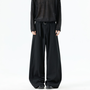 K003 美式 子潮XZ409 男女宽松复古休闲裤 P55 弧形分割腰带阔腿裤