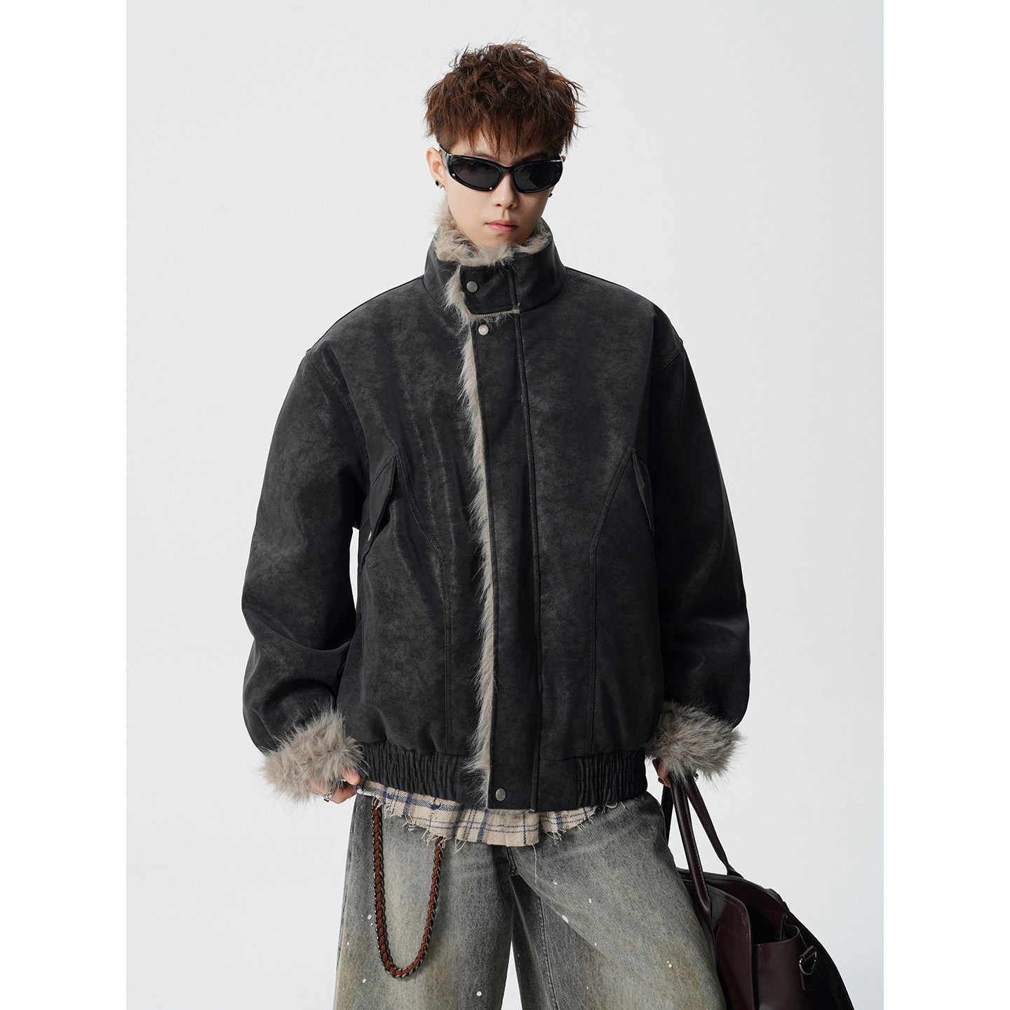 冬季座山雕夹棉棉服款麂皮夹克加厚外套男加绒棉衣409-J229-P128,男装夹克,星座409(原A307）