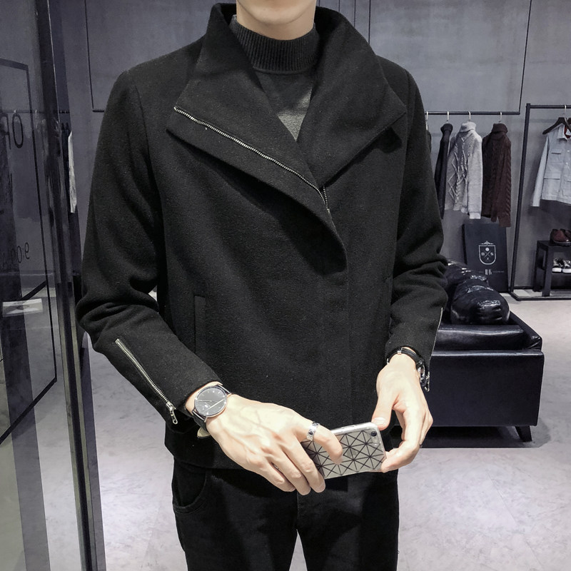 风衣男短款外套秋冬韩版发型师毛呢大衣翻领夹克404-2-fy16,男装风衣,星座409(原A307）