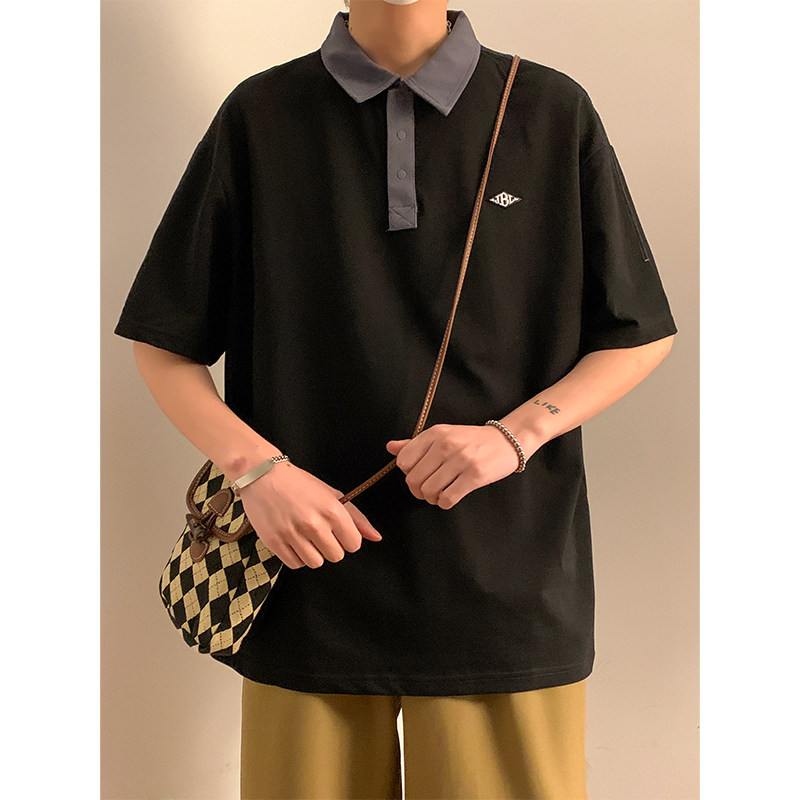 2023夏装男士短袖Polo衫宽松翻领印花港味百搭学生A307-PL302-P55,男装Polo衫,星座409(原A307）