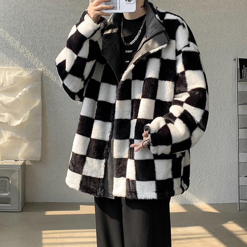 冬季新款加厚棉衣两面穿羊羔毛棉服宽松立领皮衣409-5531-p128,男装皮衣,星座409(原A307）