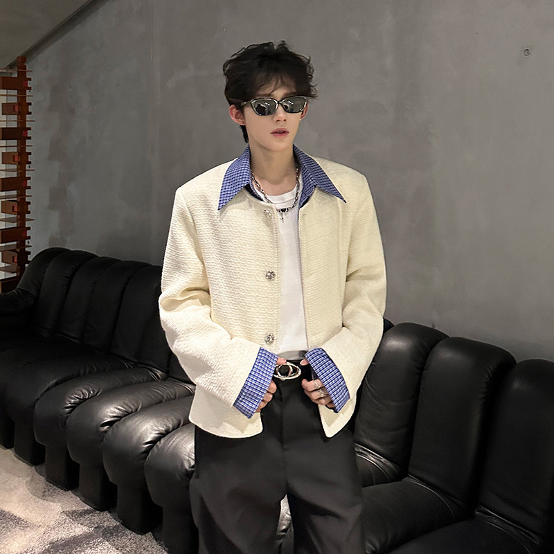 小香风外套男高级感拼接条纹衬衫领夹克409-5608-P118,男装夹克,星座409(原A307）