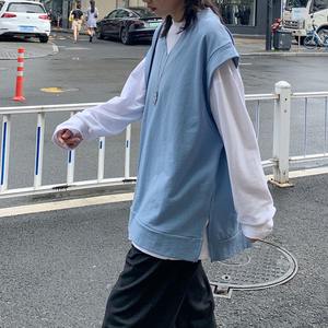 2021背心男女外穿假两件马甲休闲宽松上衣两件套XZ404-2-MJ02图片