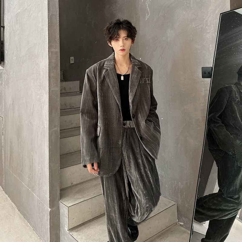 2025年新款高级感丝绒休闲西装套装外套西服套装 409-XZ06-P235，男装西服，星座409(原A307）