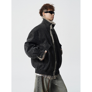 冬季座山雕夹棉棉服款麂皮夹克加厚外套男加绒棉衣 409-J229-P128图片