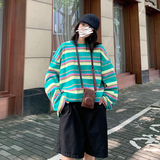 港风圆领T恤上衣2021春季新款宽松长袖条纹卫衣XZ404-2-TW09，男装卫衣，星座409(原A307）