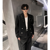 金属铆钉设计短款小西装男生双排扣休闲垫肩西服409-5620-P118，男装西服套装，星座409(原A307）