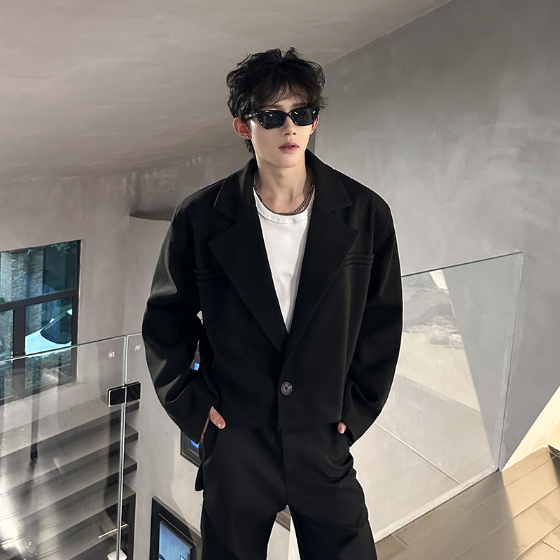 秋冬款短款西装呢子外套男 高级感轻奢毛呢垫肩西服409-5610-P108，男装西服套装，星座409(原A307）