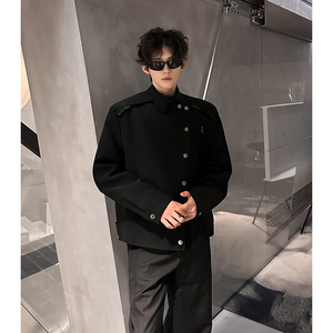 ins设计感小众不规则纽扣夹克男春秋季痞帅立领外套409-5622-P118图片