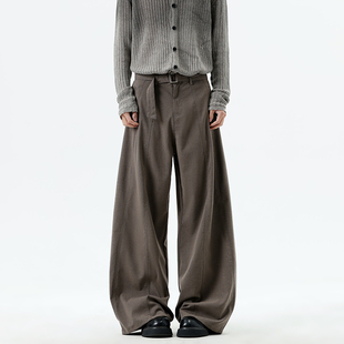 K003 美式 子潮XZ409 男女宽松复古休闲裤 P55 弧形分割腰带阔腿裤