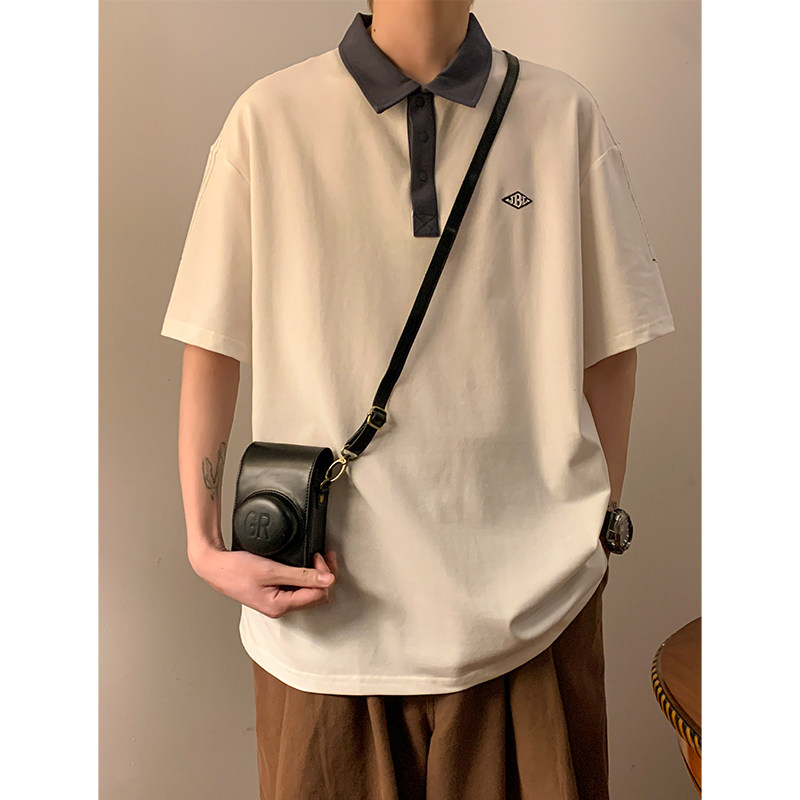 2023夏装男士短袖Polo衫宽松翻领印花港味百搭学生A307-PL302-P55,男装Polo衫,星座409(原A307）