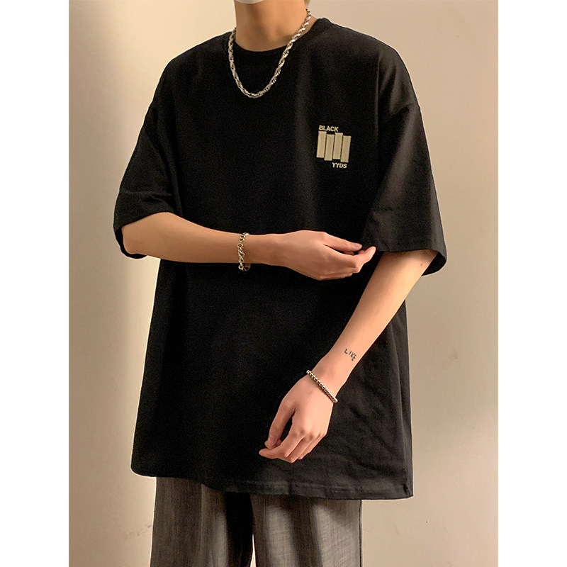 2023夏季新款字母刺绣圆领宽松短袖T恤百搭上衣男A307-TX09-P30,男装T恤,星座409(原A307）