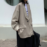 秋韩版男港风宽松小西装外套刺绣条纹长袖西服XZ404-2-XZ12-p95，男装西服，星座409(原A307）