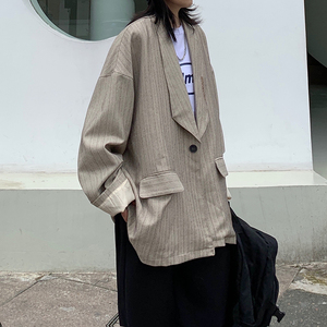 秋韩版男港风宽松小西装外套刺绣条纹长袖西服XZ404-2-XZ12-p95,男装西服,星座409(原A307）