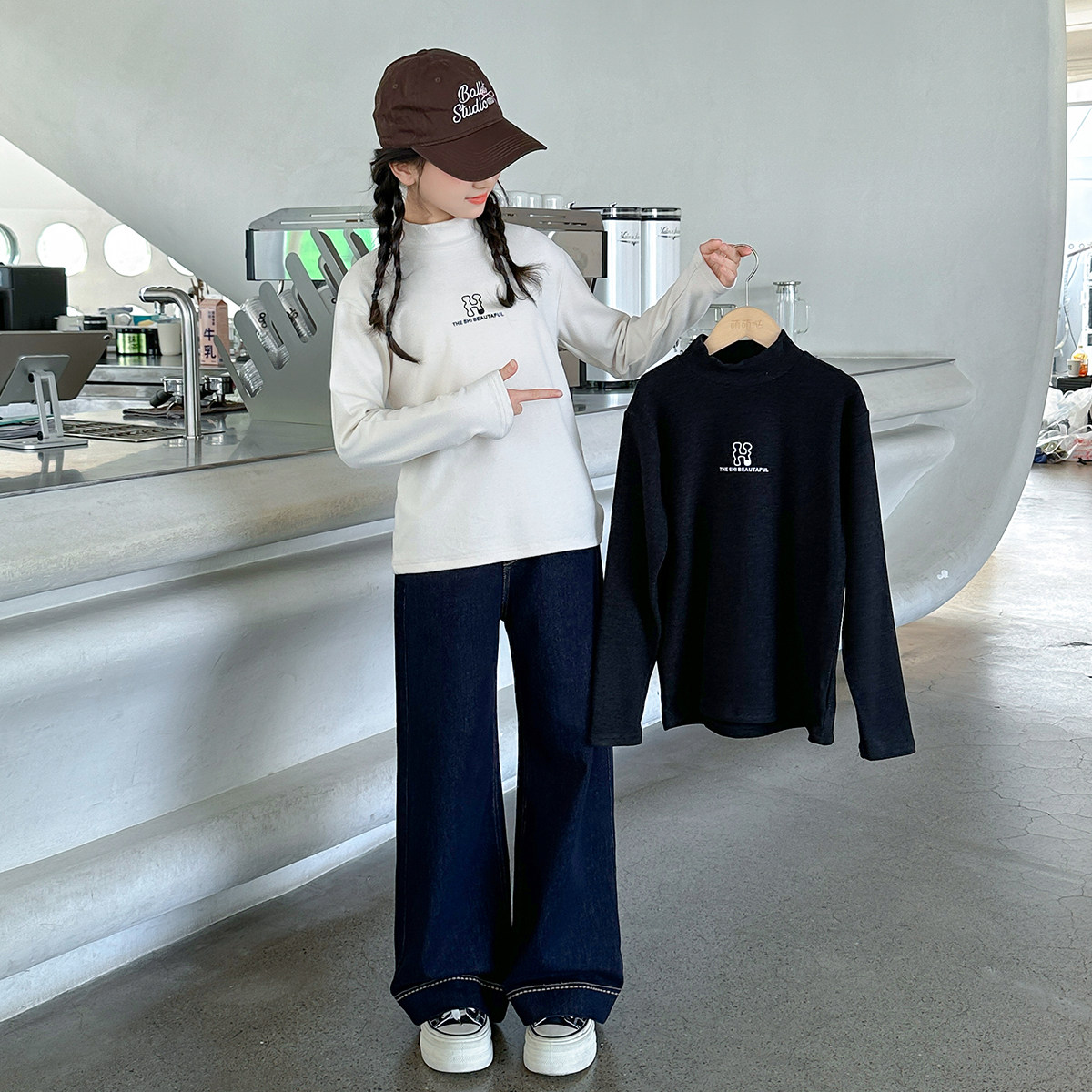 【小梨专享】女童T恤秋冬款2025新款半高领打儿童底衫加绒Q61530,童装/婴儿装/亲子装,T恤,淘宝优惠券,粉丝福利购,淘宝优惠卷