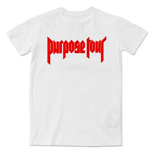 Purpose Tour扎斯丁比伯红色字母印花短袖T恤明星休闲文化衫男