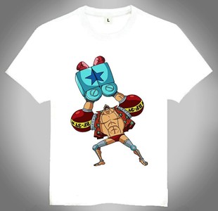 海贼王 机器人 shirt Franky 白色短袖 T恤 弗兰奇