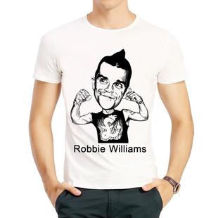 罗比威廉姆斯T恤春季圆领印花短袖衣服男Robbie Williams T-shirt