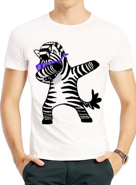 熊猫 Dab 舞蹈T恤白色圆领动物dabbing短袖美式 春季印花衣服男女