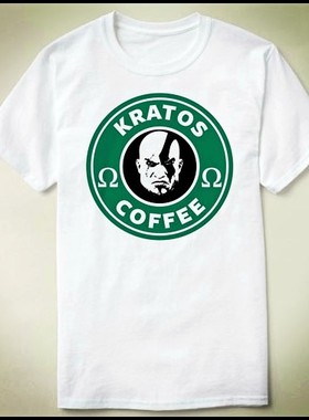 Kratos Coffee Sparta God Of War GOW战神4Shirt圆领衣服定制T恤