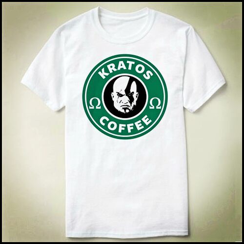 Kratos Coffee Sparta God Of War GOW战神4Shirt圆领衣服定制T恤