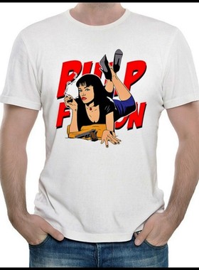 低俗小说T恤 白色 昆汀电影 短袖T恤 男女 Pulp Fiction t-shirts