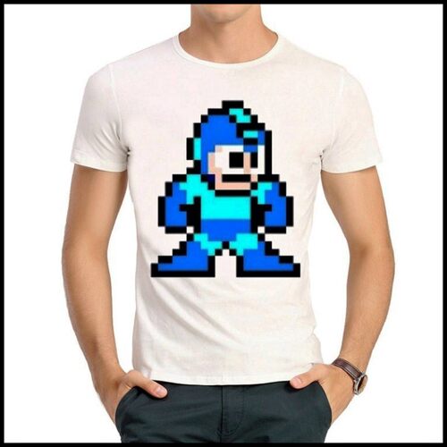 Rockman T-shirt 洛克人 T恤 80后游戏 T恤 白色 洛克人 T恤 男女