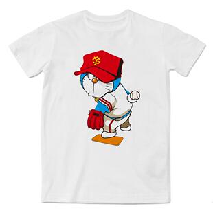 穿越融合洋基队的机器猫时尚印花短袖T恤
