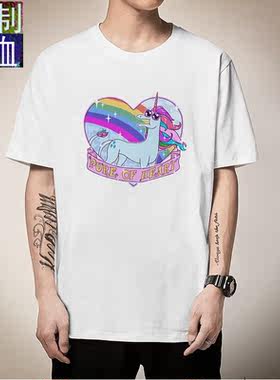 2020上衣UnicornRainbow彩虹独角兽ins情侣T恤男女休闲可爱短袖