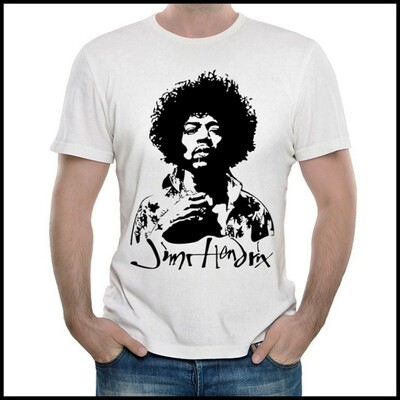 Jimi Hendrix T-shirt 吉米 亨德里克斯 T恤 白色 短袖 T恤 男女