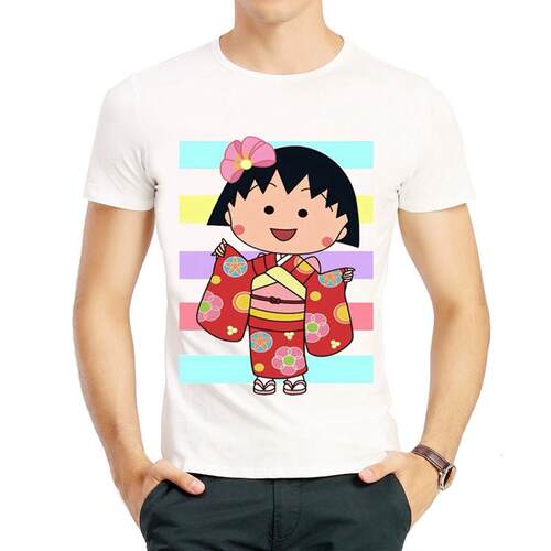樱桃小丸子T恤衫白色短袖动漫圆领衣服男女Chi-bi Maruko T-shirt