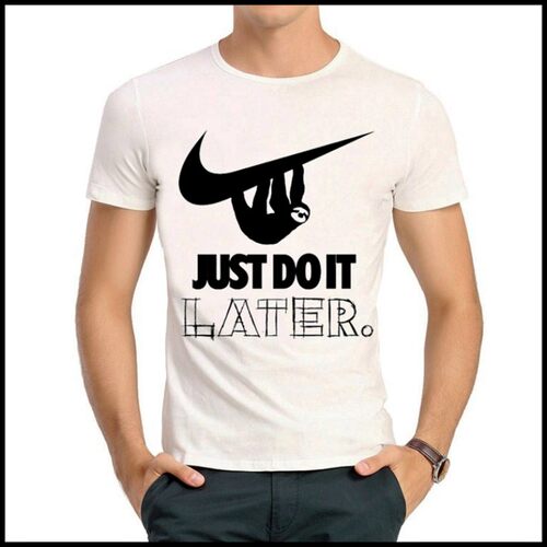 Just do it later T-shirt 创意树懒 拖延症 T恤  等会再干 T恤衫