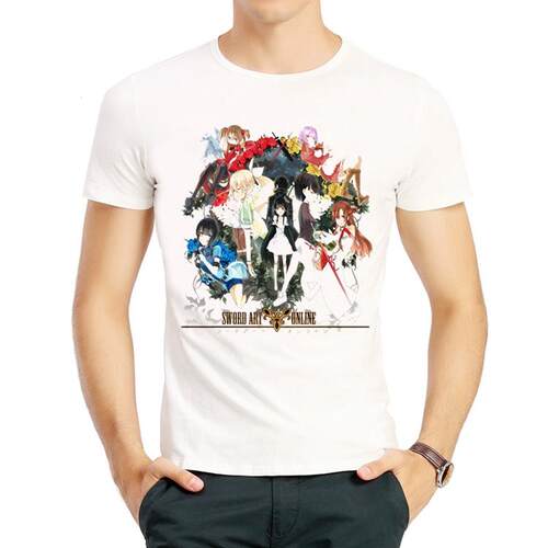 刀剑神域T恤游戏印花短袖白色衣服男女 Sword Art Online T-shirt