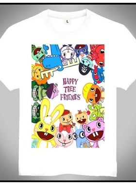 Happy Tree Friends T-shirt 欢乐树的朋友们 T恤 白色 动漫 T恤