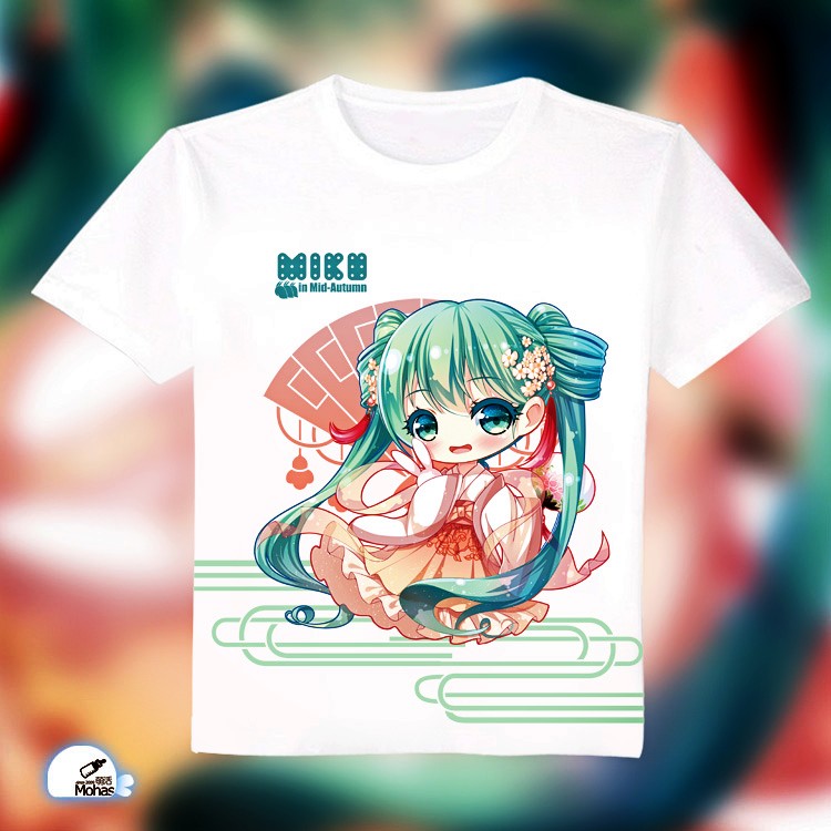 【初音】中秋明月 嫦娥 miku Q动漫周边白色长短袖t恤 可来图定制