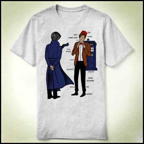 sherloc meets Doctor who 神秘博士 神探夏洛克 Tee T-Shirt T恤