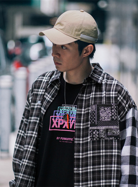 XPX 周柏豪 MULTI PATCHED CHECKS 拼接黑白格仔衬衫