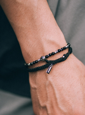 XPX 周柏豪 黑玛瑙金属手链手绳套装