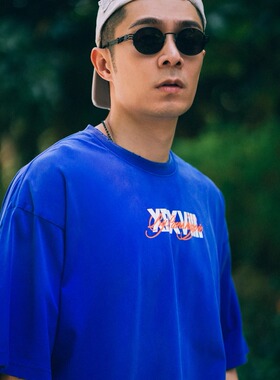 XPX 周柏豪 团队印花水洗做旧喷墨短袖T恤