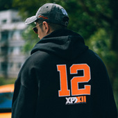 XPX 周柏豪 12周年限定闪粉团队logo印花连帽卫衣