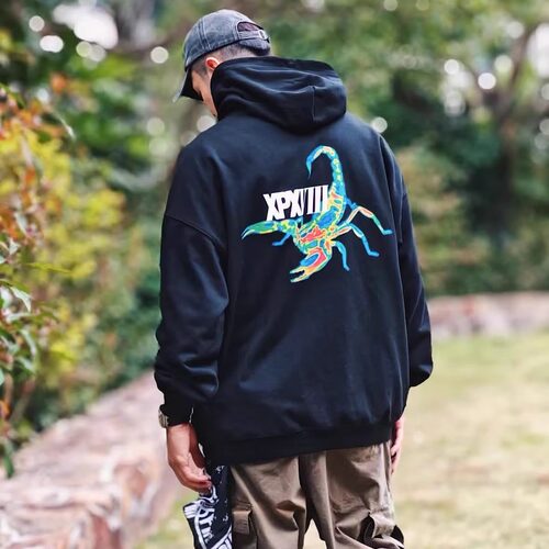 XPX 周柏豪 彩色蝎子团队大印花连帽卫衣