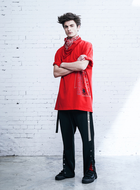 XPX 周柏豪 PERFECTLY IMPERFECT 英文印花圆领短袖飘带T恤