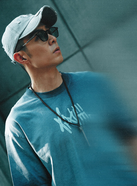 XPX  周柏豪 樱桃水洗做旧团队logo印花男女同款纯棉短袖T恤