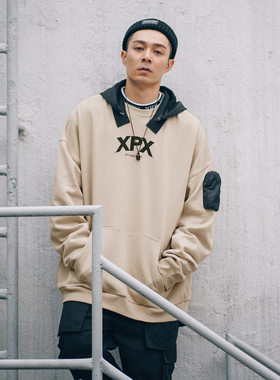 XPX 周柏豪 DETACHTABLE 3M反光英文图案 可拆卸套头加绒厚卫衣