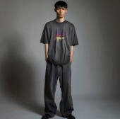 哥特风团队字母三色印花做旧水洗短袖 XPX 周柏豪 T恤