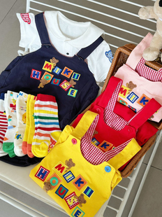 miki童装宝宝田鸡裤男女童背带套装婴儿夏装连体短裤爬服男宝女宝