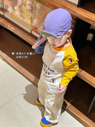 日系企鹅dd涂鸦刺绣长袖竹节棉男女儿童宽松长袖T恤宝宝上衣